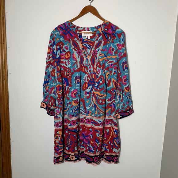 Womens ba&sh Maureen Floral Border Print Dress size L EUC! - Picture 2 of 4